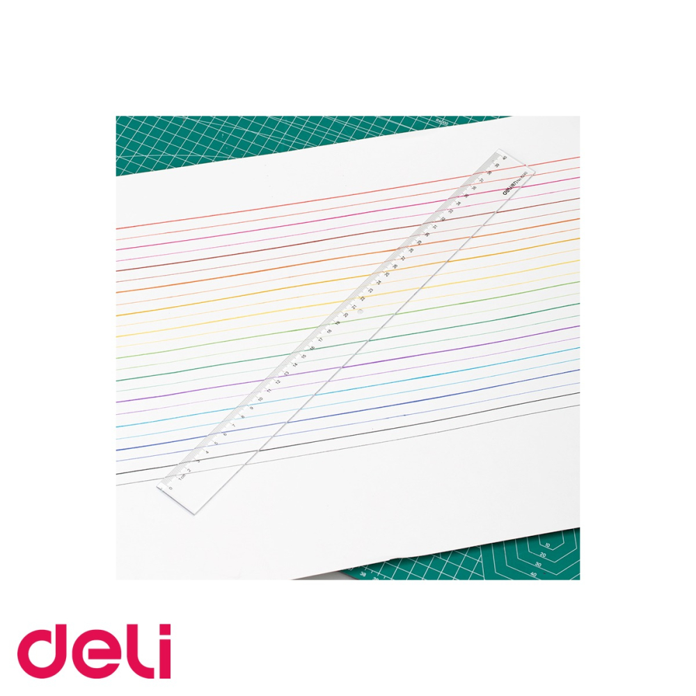Rigla transparenta Deli 40 cm, plastic, sistem metric, pentru scoala si birou [4]