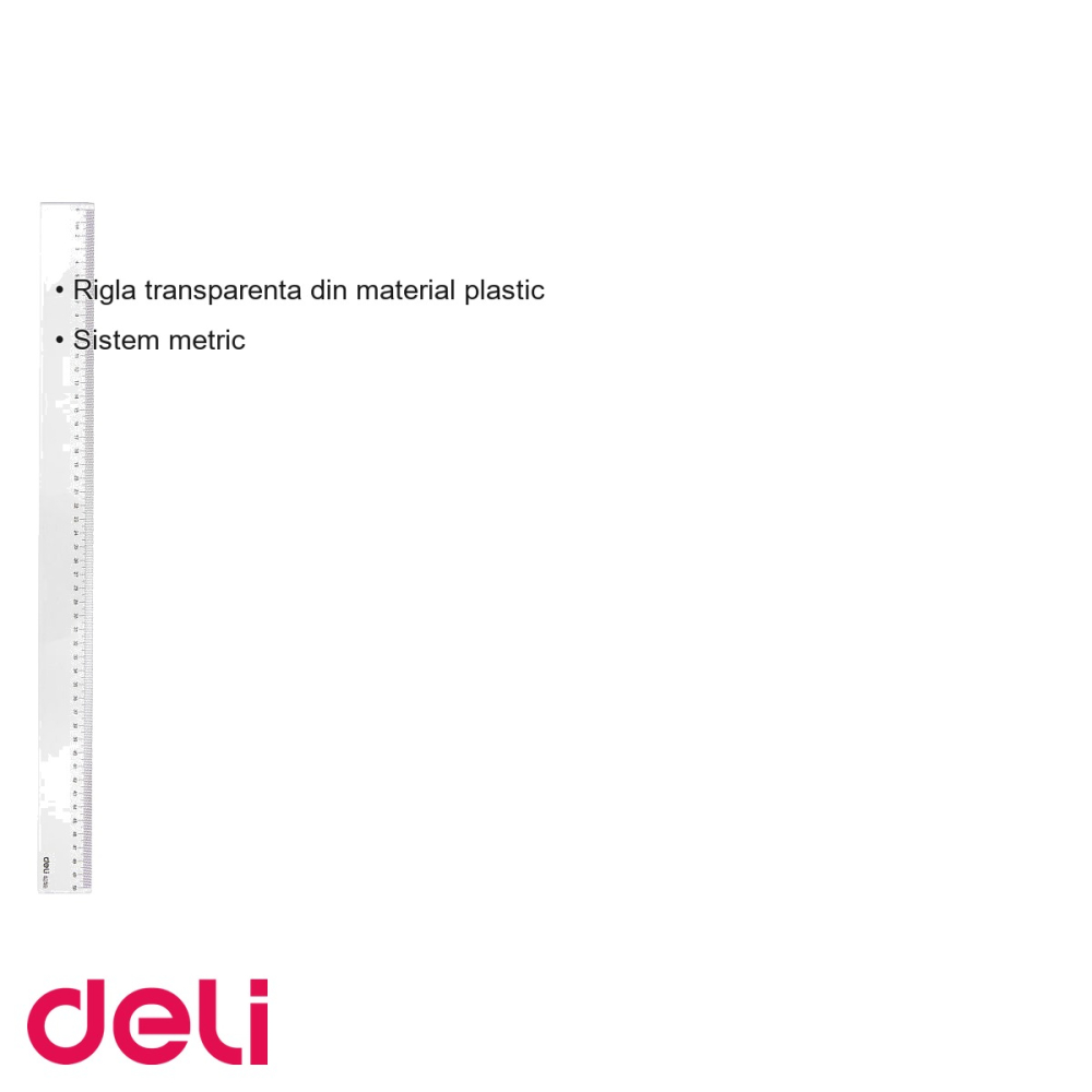 Rigla transparenta Deli 50 cm, plastic, sistem metric, pentru scoala si birou [3]