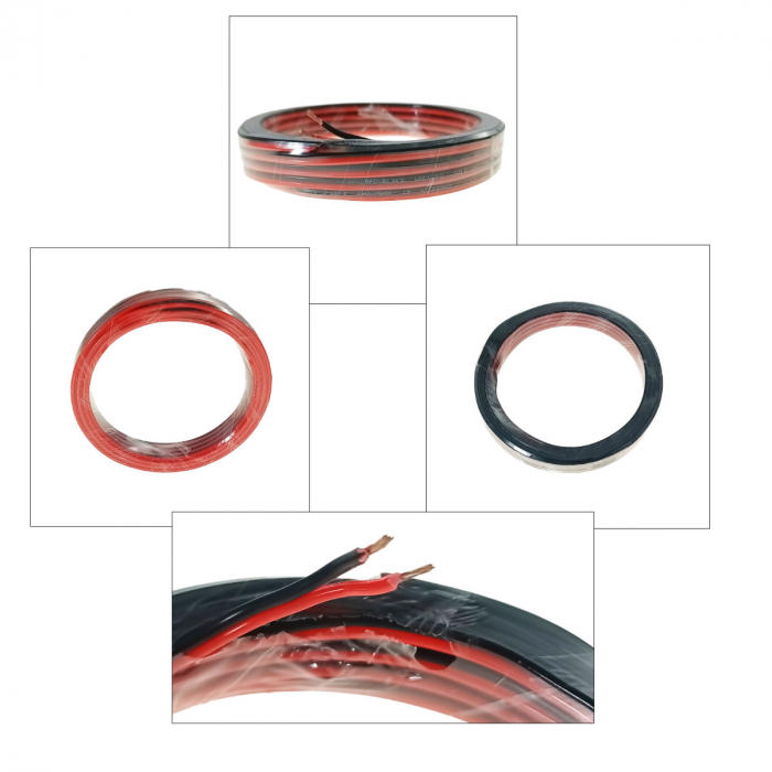 Rola 10 metri cablu pentru difuzoare si boxe, Speaker Cable, diametru 2 x 0.75 mm, rosu cu negru [2]