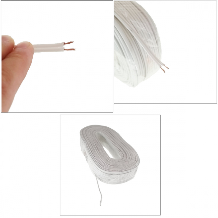 Rola 100 m cablu pentru difuzor, bifilar, 2 x 1.5mmp, alb [5]