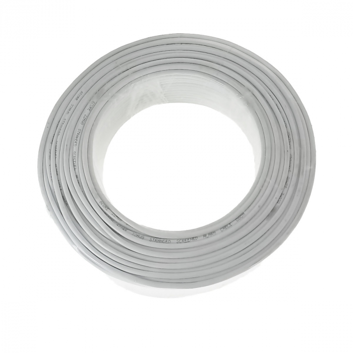 Rola 100m cablu alarma ecranat, FTP, 6 x 0.22mm2, 22AWG, CCS, alb [2]