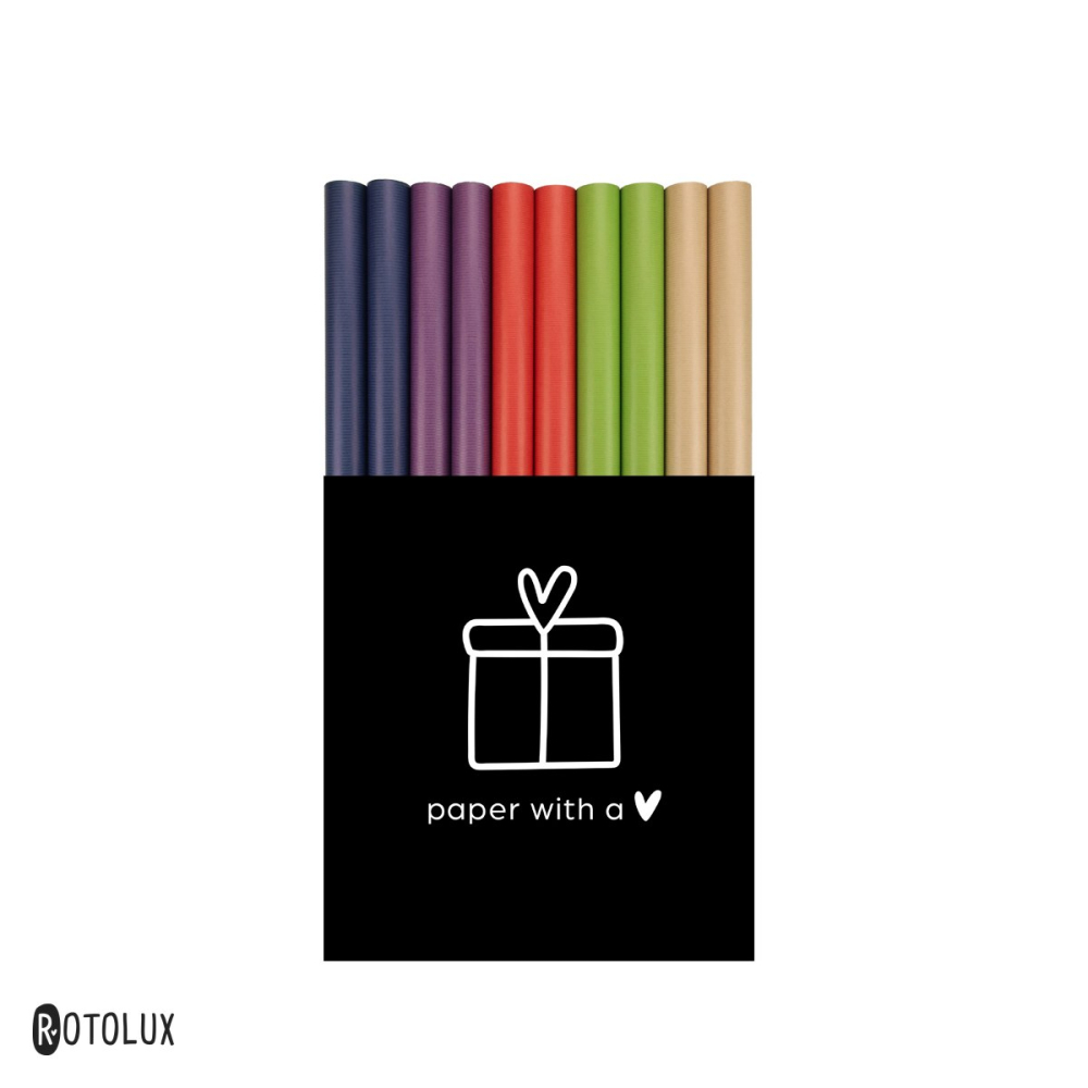Rola 2 m hartie de ambalaj Rotolux Kraft Colours Classic, latime 70 cm, metalizata, reciclabila, 65 g/mp, modele kraft asortate [4]