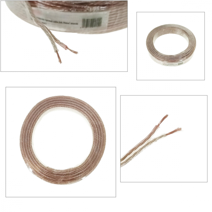 Rola 25m cablu pentru boxe, 2 x 0.75mm2, Speaker Cable, din CCA, transparent [3]