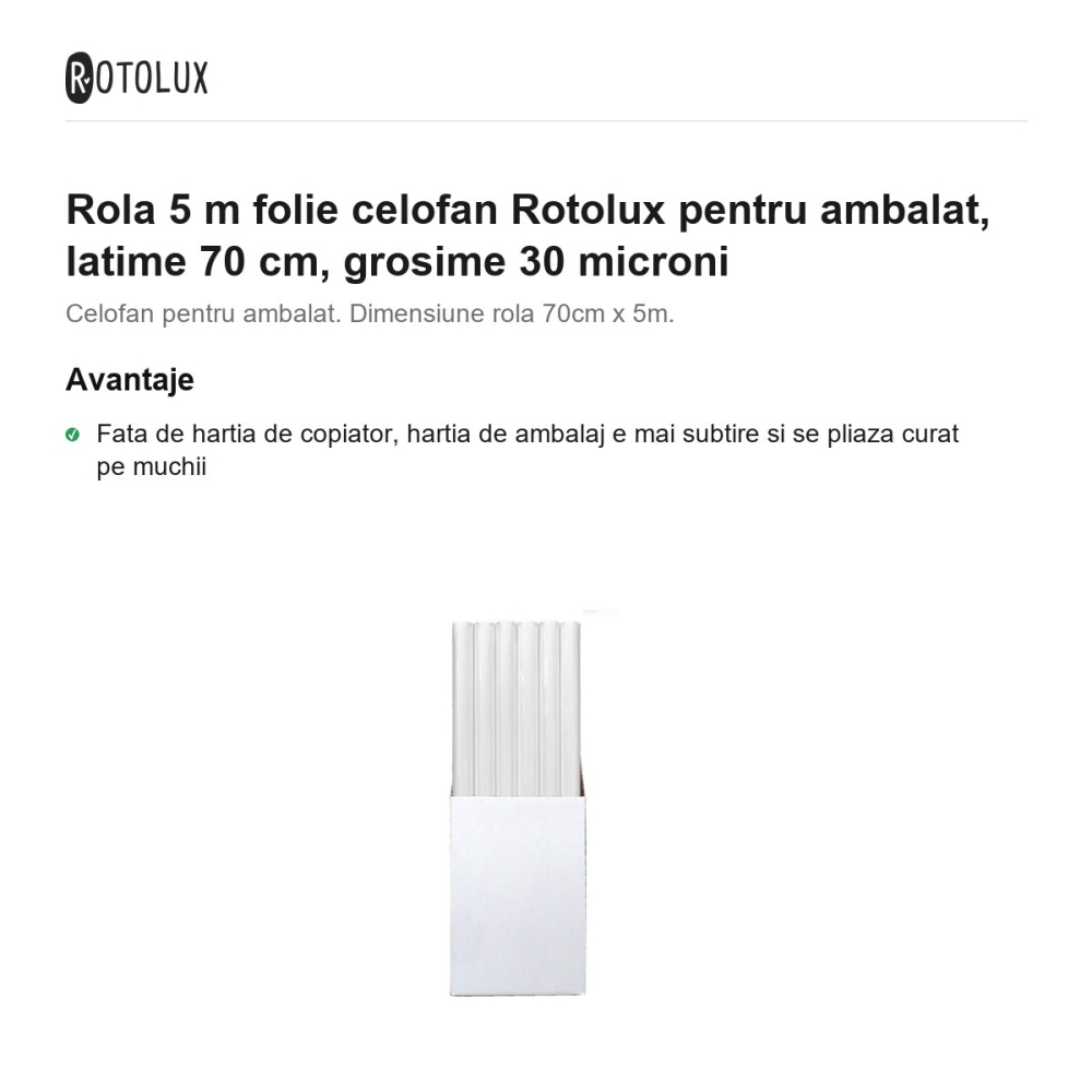 Rola 5 m folie celofan Rotolux pentru ambalat, latime 70 cm, grosime 30 microni [2]
