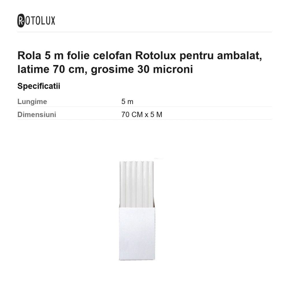 Rola 5 m folie celofan Rotolux pentru ambalat, latime 70 cm, grosime 30 microni [3]