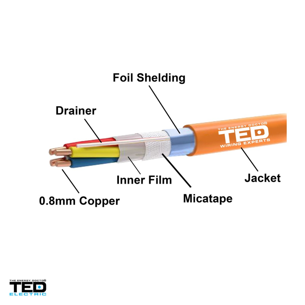 Rola 500m cablu de incendiu TED Electric JE-H(St)H 2 x 2 x 0,8 mm E30/E90 FE180 PH120, cupru, ecranat, fara halogeni, portocaliu, TED002471 [4]