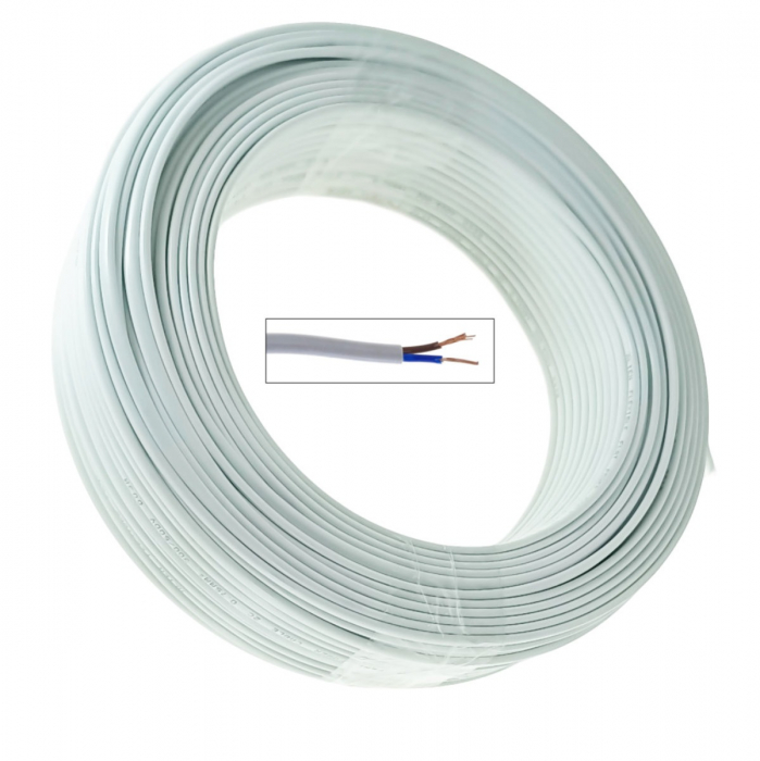 Rola cablu electric MYY-UP. 2 x 0.75 mm2. din cupru. 100m. CEMYY-UP2-0.75-WH. 2C. 300/500V. alb [2]