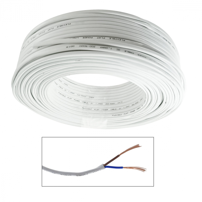 Rola cablu electric MYY-UP, 2 x 1 mm2, din cupru, 100m, CEMYY-UP2-1MM-WH, 2C, 300/500V, alb [2]