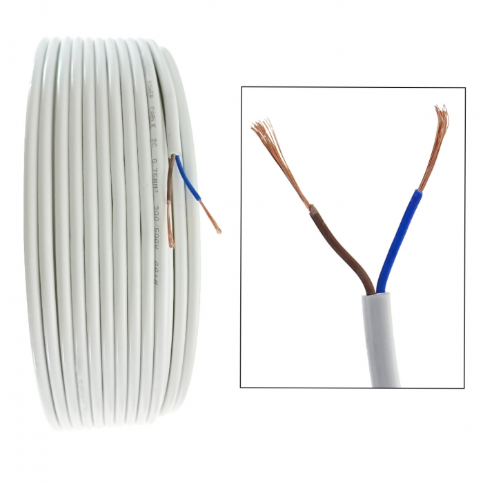 Rola cablu electric MYYM, 2 x 0.75 mmp, din cupru, lungime 100m, CEMYYM-2-0.75-WH, 2C, 300/500V, alb [5]