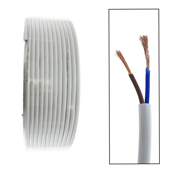 Rola cablu electric MYYM, 2 x 1 mmp, din cupru, 100m, CEMYYM-2-1MM-WH, 2C, 300/500V, alb [3]