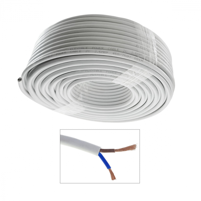 Rola cablu electric MYYM, 2 x 2.5 mmp, din cupru, 100m, CEMYYM-2-2.5MM-WH, 2C, 300/500V, alb [3]