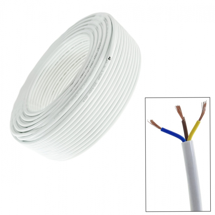Rola cablu electric MYYM, 3 x 0.75 mmp, din cupru, 100m, CEMYYM-3-0.75MM-WH, 3C, 300/500V, alb [2]
