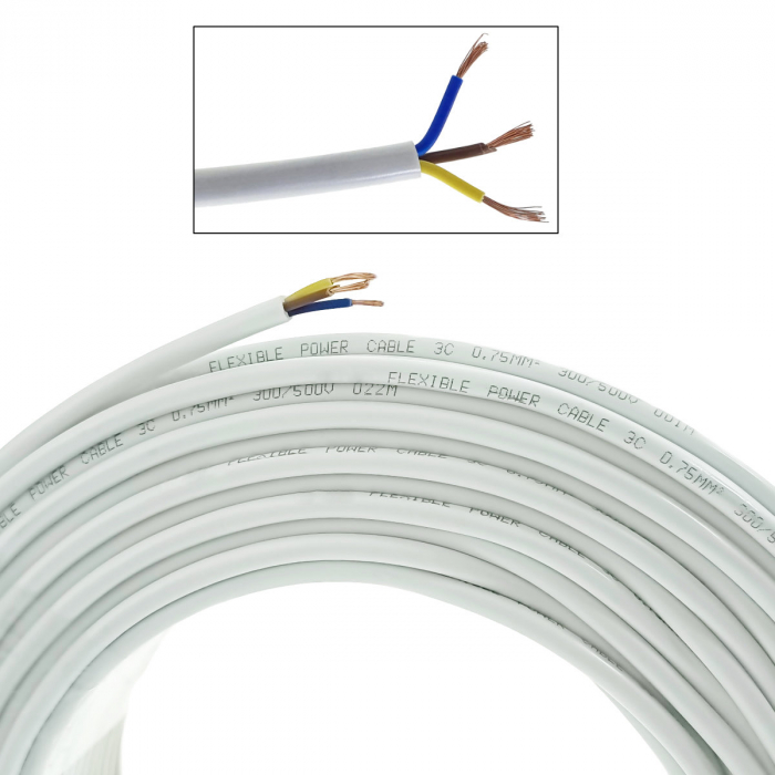 Rola cablu electric MYYM, 3 x 0.75 mmp, din cupru, 100m, CEMYYM-3-0.75MM-WH, 3C, 300/500V, alb [3]