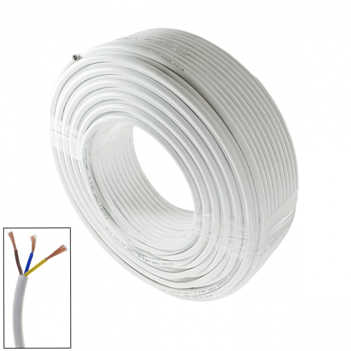 Rola cablu electric MYYM, 3 x 1.5 mmp, din cupru, 100m, CEMYYM-3-1.5MM-WH, 3C, 300/500V, alb [2]