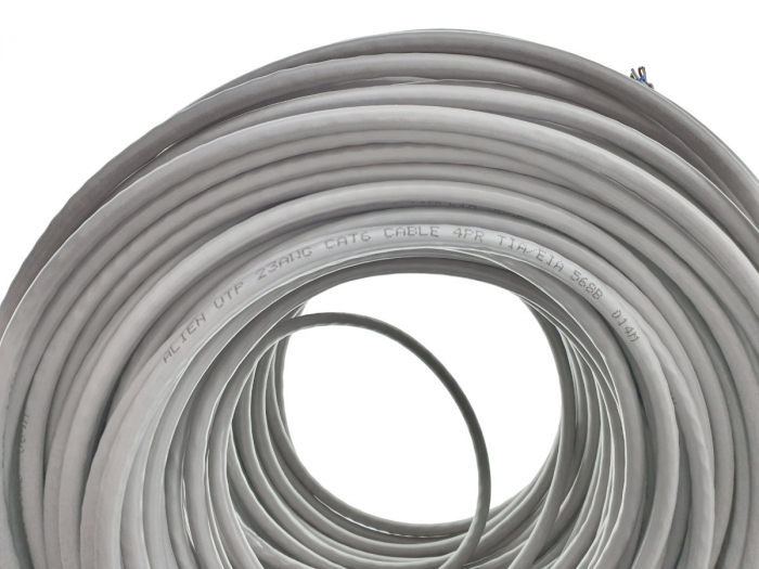 Rola cablu UTP, Alien 00129, cat6e, lungime 100 metri, CCA, AWG 23, de legatura retea, ethernet, gri [2]