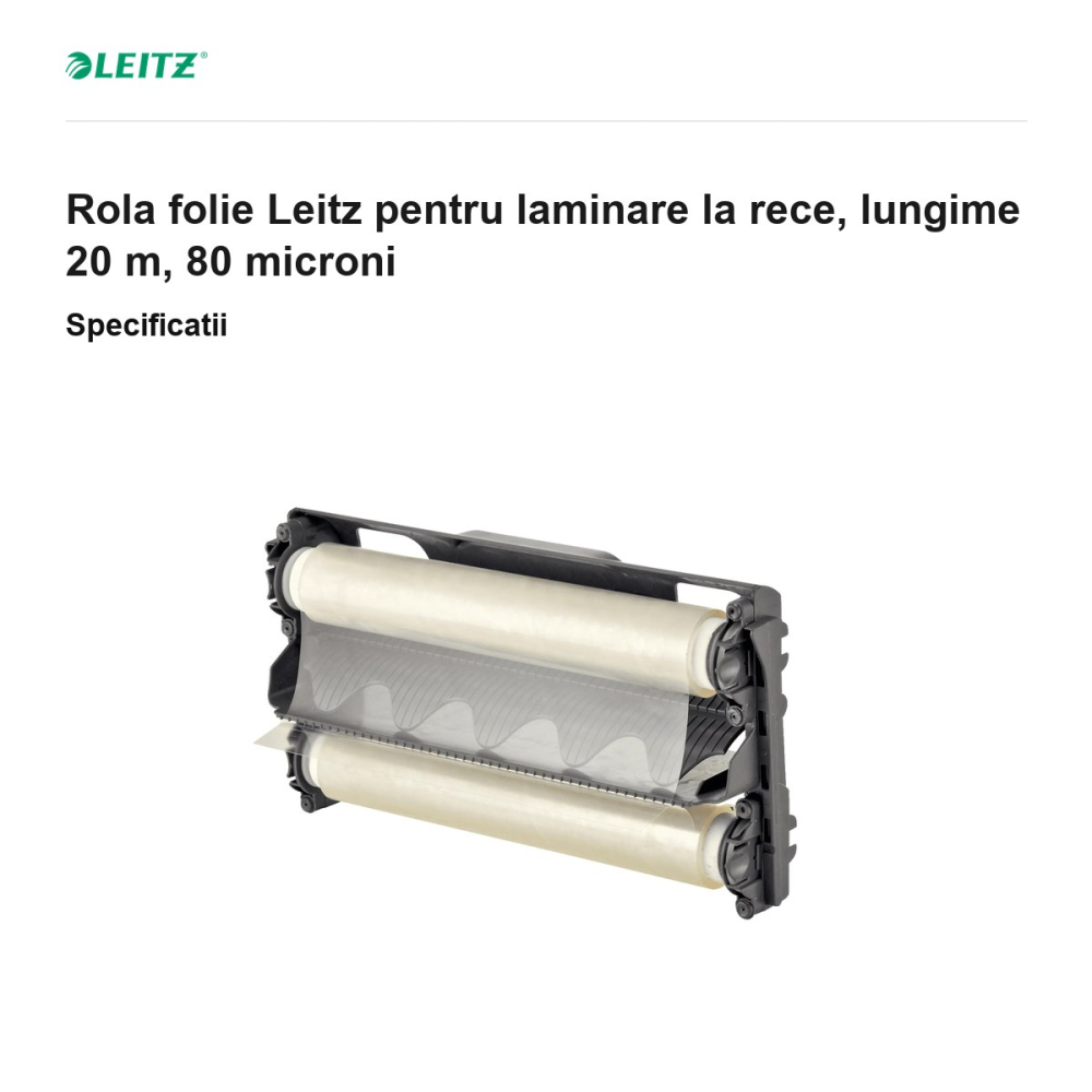 Rola folie Leitz pentru laminare la rece, lungime 20 m, 80 microni [3]