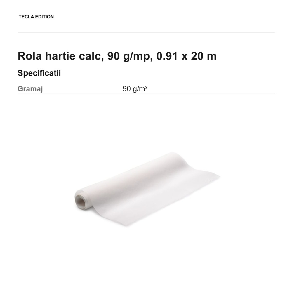 Rola hartie calc, 90 g/mp, 0.91 x 20 m [3]
