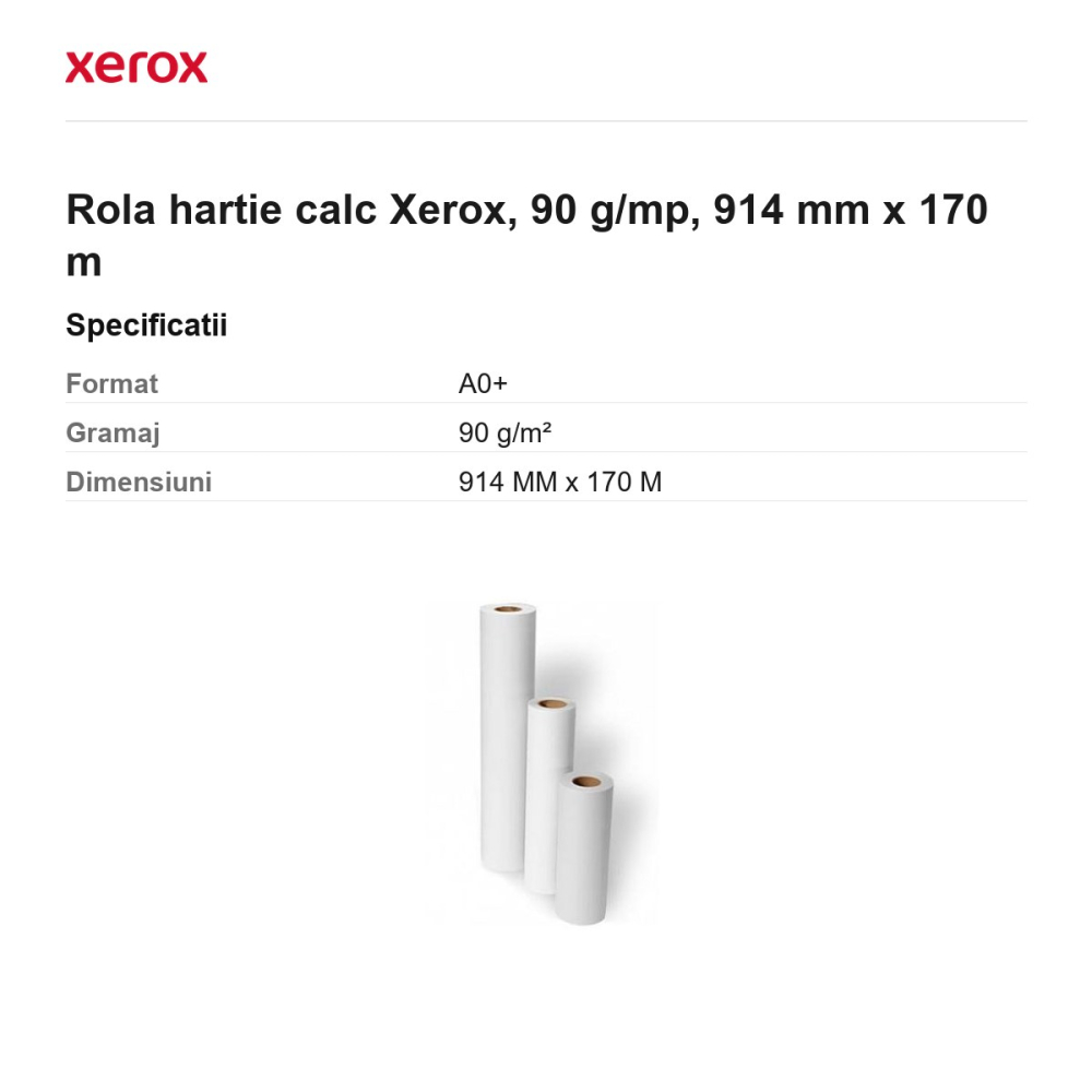 Rola hartie calc Xerox, 90 g/mp, 914 mm x 170 m [3]