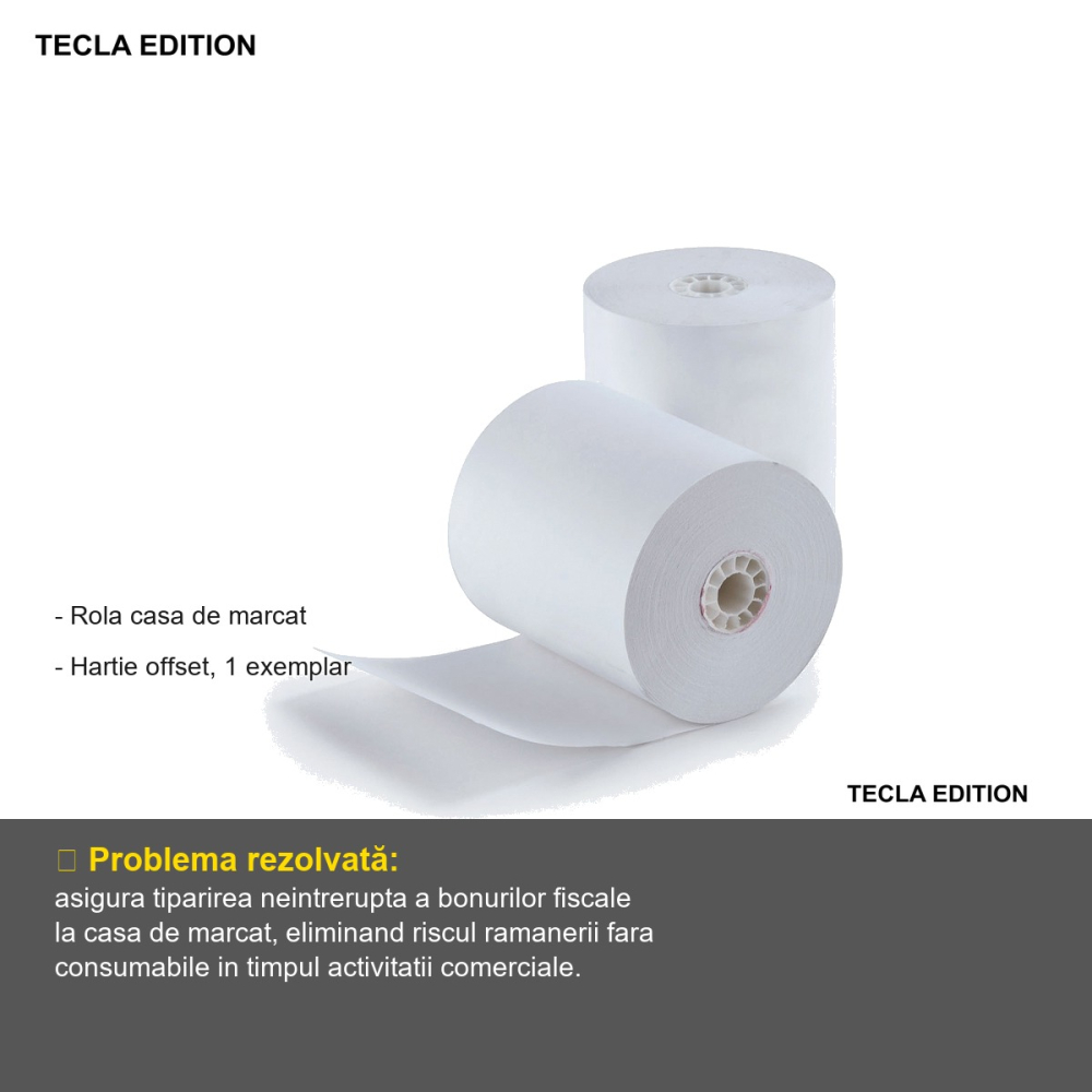 Rola hartie casa de marcat Tecla Edition, 57mm, 25m, hartie offset, 1 exemplar [2]