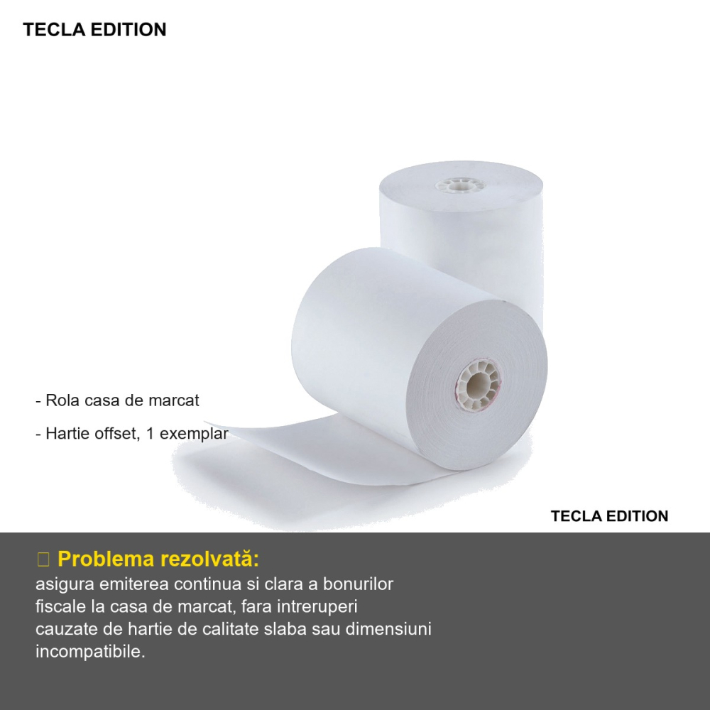 Rola hartie pentru casa de marcat Tecla Edition, 76mm, 25m, hartie offset 1 exemplar [2]