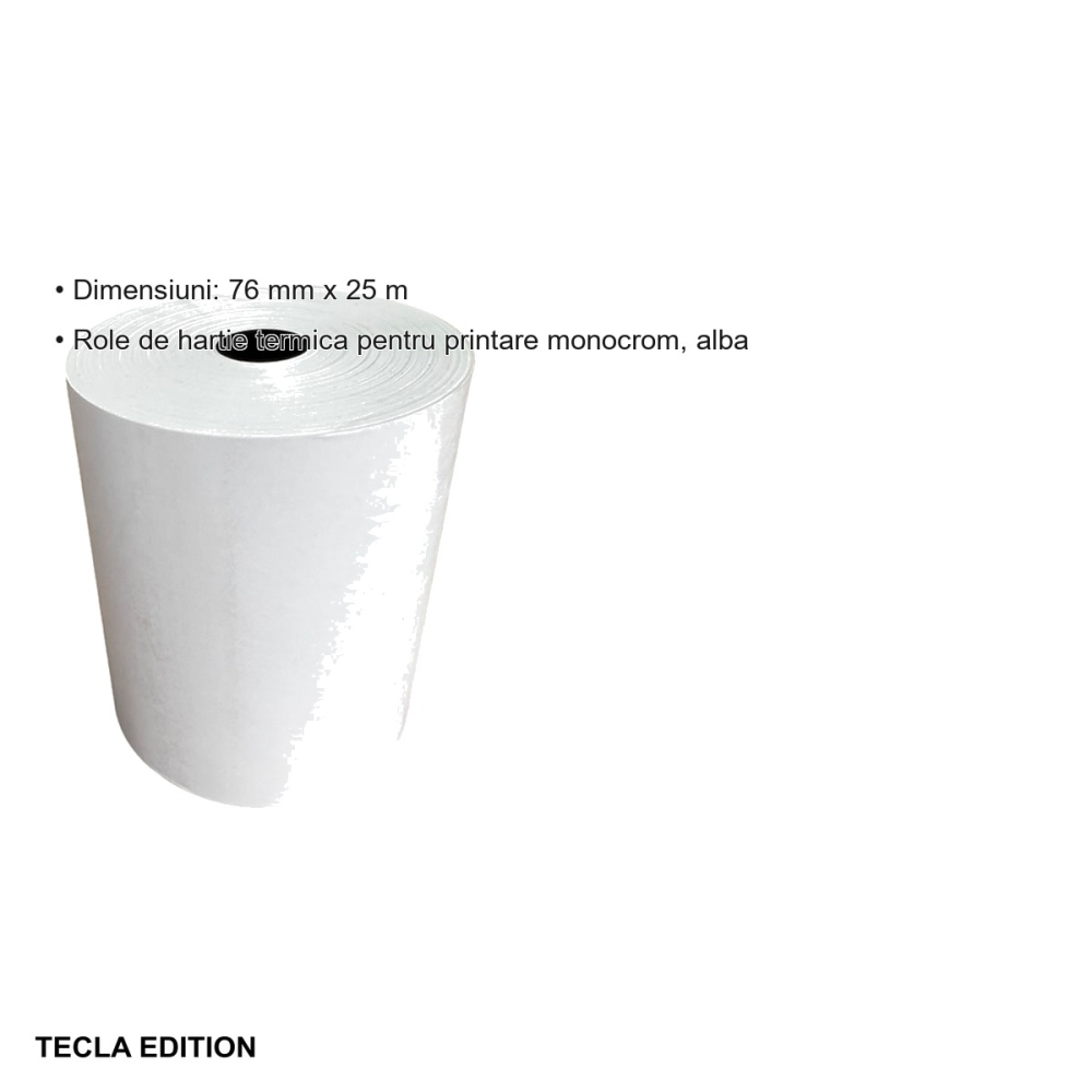 Rola hartie termica 76mm x 25m Tecla Edition, pentru case de marcat si imprimante termice [3]