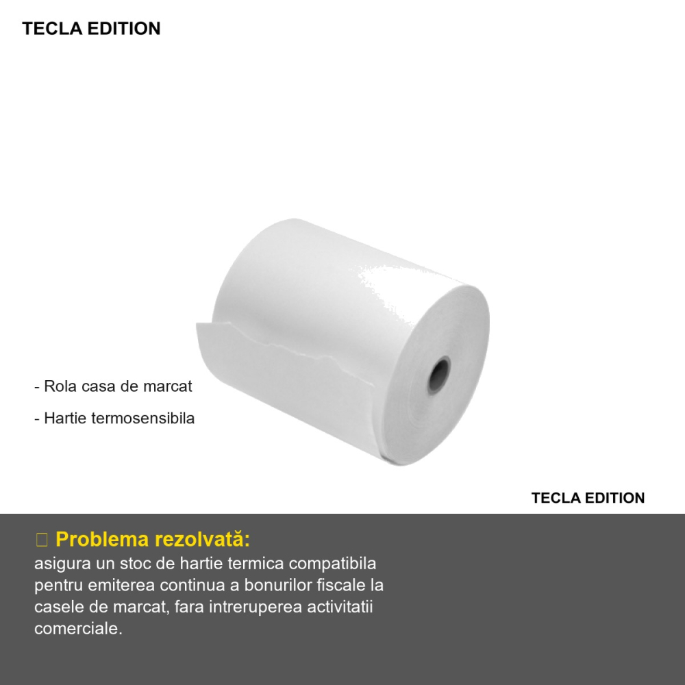 Rola hartie termica 80mm, 40m, Tecla Edition, pentru case de marcat si imprimante termice [2]