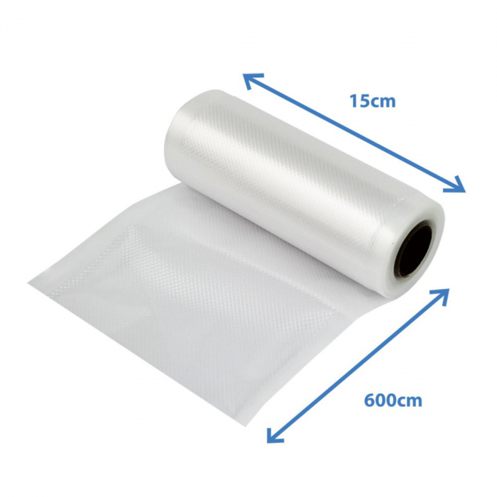 Rola pungi de vidat gofrate, 15 x 600 cm, fara BPA, rezistente, grosime 100 μm / 330 μm, pentru orice aparat de vidat alimente, ES-96527, transparenta [2]