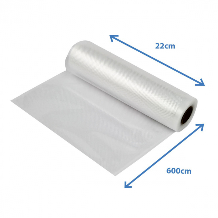 Rola pungi de vidat gofrate, 22 x 600 cm, fara BPA, rezistente, grosime 100 μm / 330 μm, pentru orice aparat de vidat alimente, ES-96525, transparenta [2]