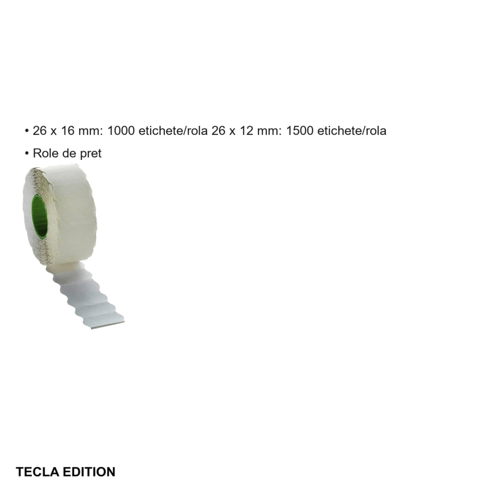 Role de pret albe Tecla Edition 26x12 mm, 1500 etichete pe rola, pentru etichetare rapida in magazine [3]