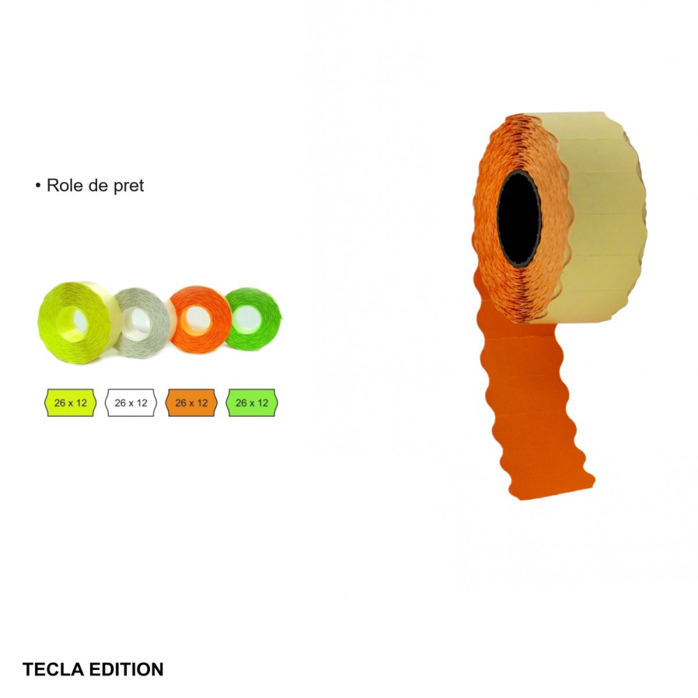 Role de pret portocalii Tecla Edition 26x12 mm, 1500 etichete pe rola, pentru etichetare rapida produse [3]