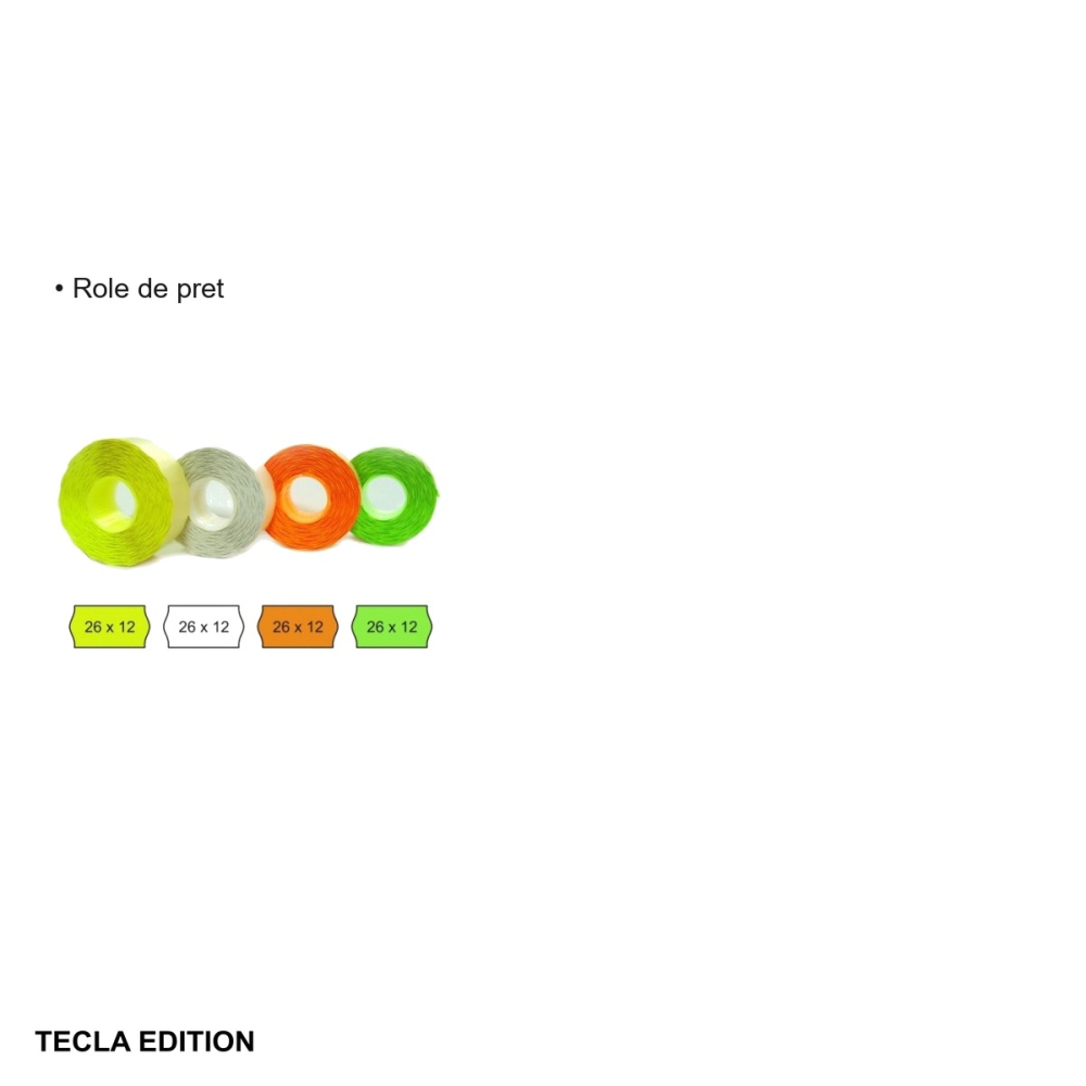 Role de pret Tecla Edition, 26x12 mm, verzi, 1500 etichete pe rola, pentru etichetare produse [3]