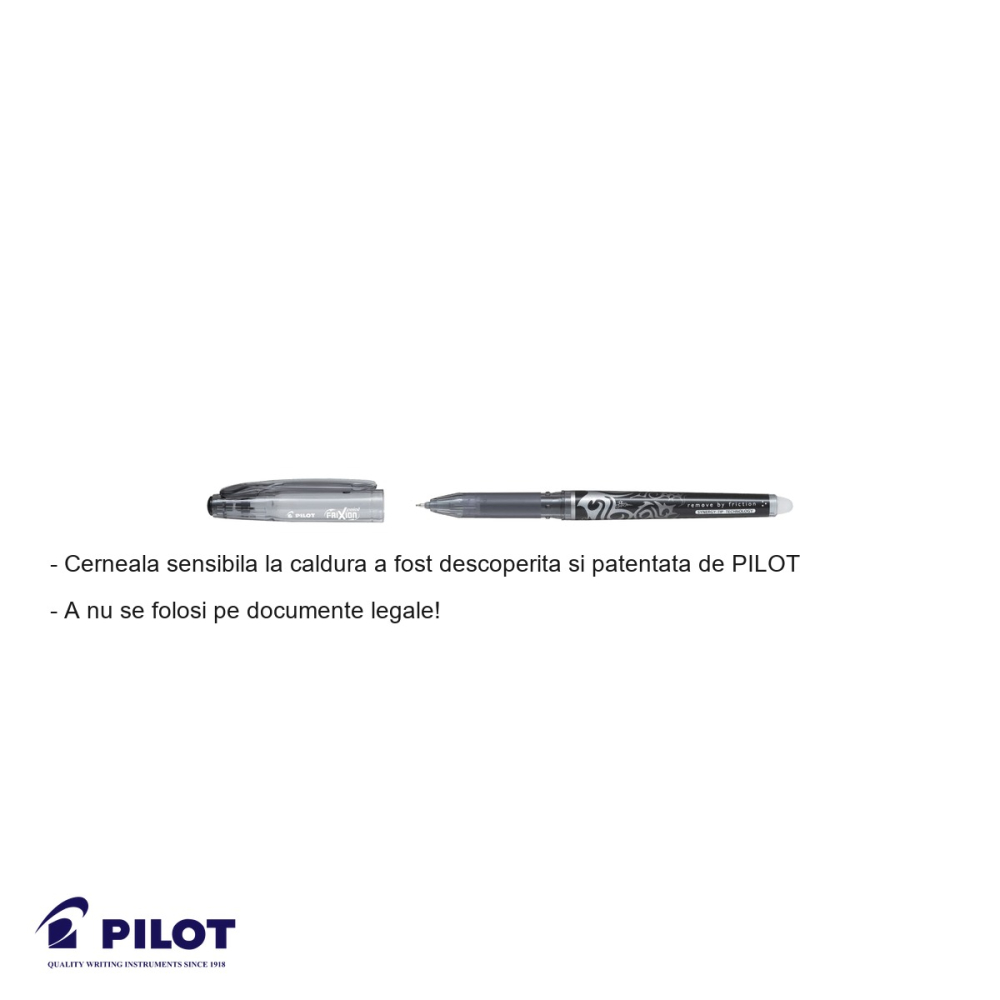Roller 0.5mm negru Pilot FriXion Point, cerneala termosensibila, pentru scris si sters [2]