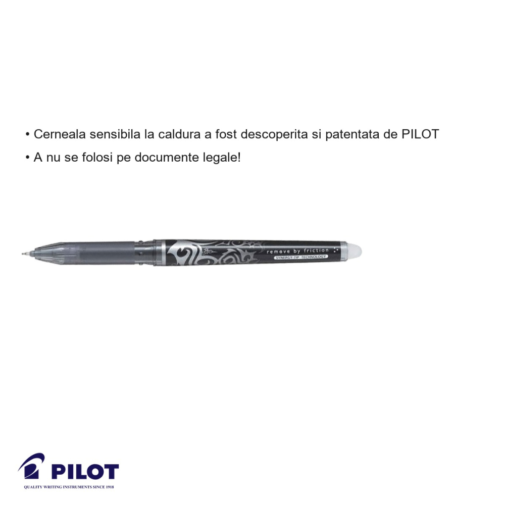 Roller 0.5mm negru Pilot FriXion Point, cerneala termosensibila, pentru scris si sters [3]