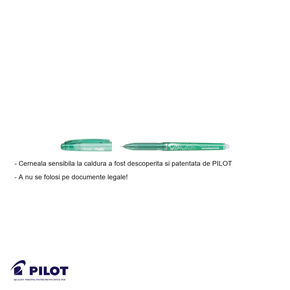 Roller 0.5mm verde Pilot FriXion Ball, cerneala termosensibila stergibila, pentru birou si scoala [2]