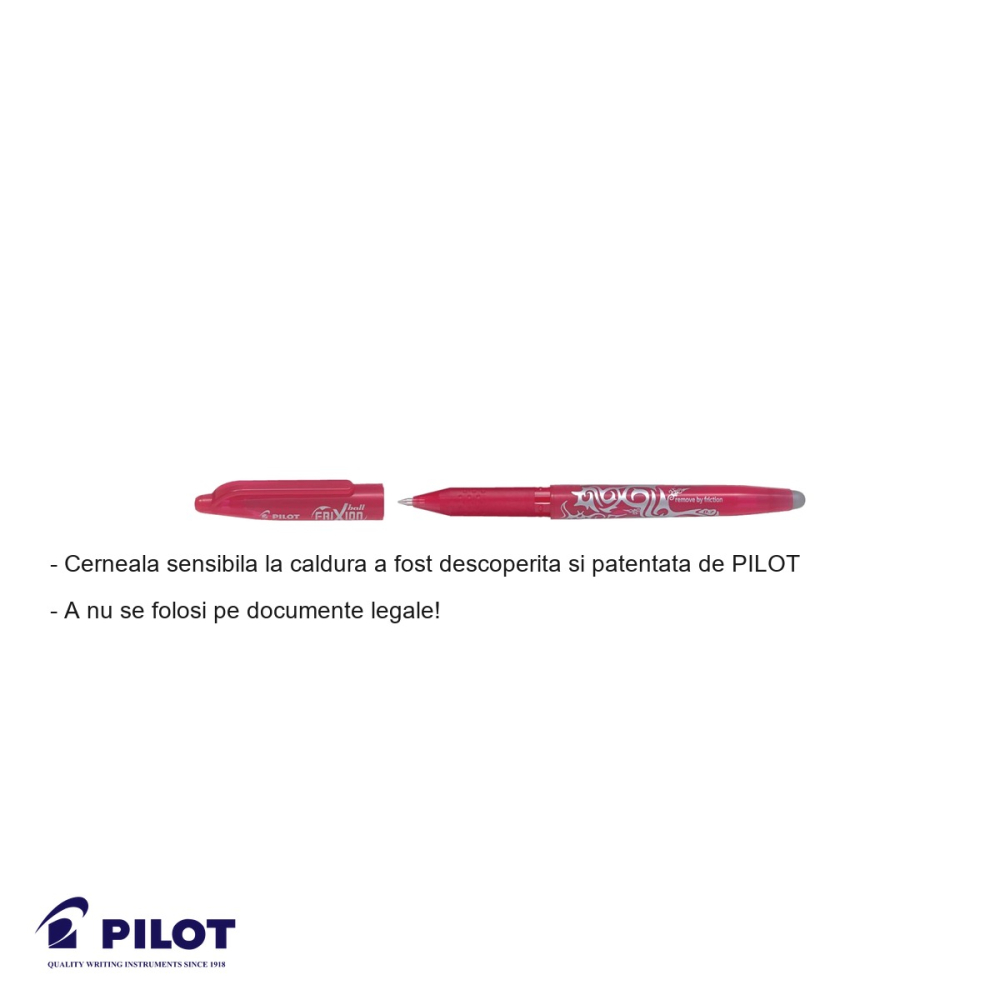 Roller 0.7mm roz Pilot FriXion Ball, cerneala termosensibila, cu radiera inclusa [2]