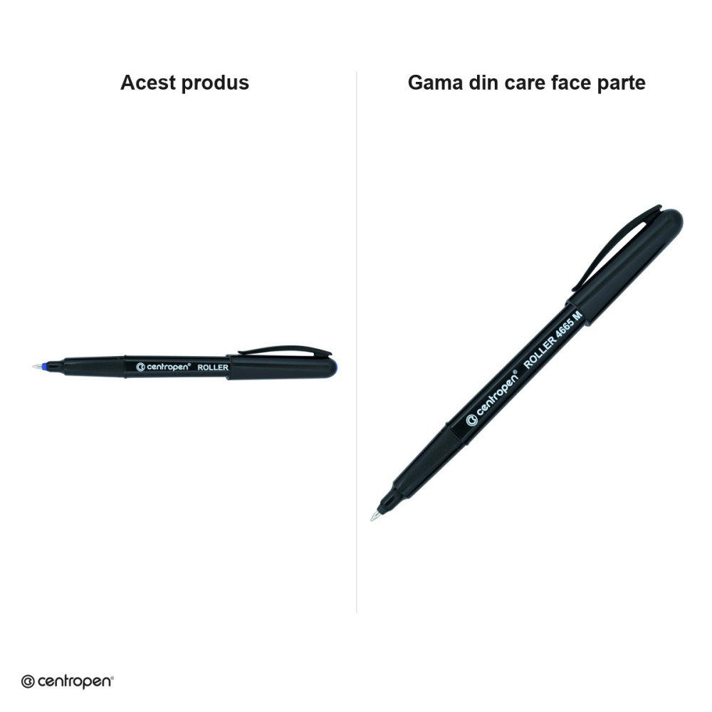 Roller Centropen 4665 M cu capac, varf metalic 0.6 mm, albastru [5]