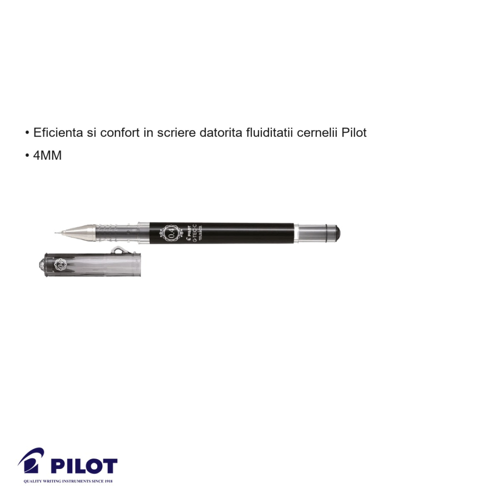 Roller cu gel 0.4mm Pilot G-Tec-Maica negru, design elegant cu imitatie diamant, pentru scris zi de zi [3]