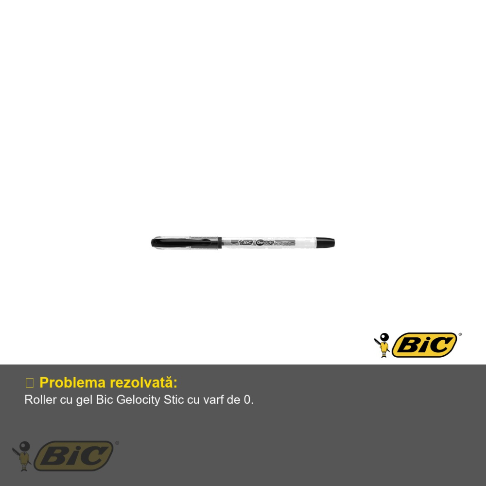 Roller cu gel Bic Gelocity Stic, varf 0.5 mm, scriere fina, negru, grip cauciuc [4]