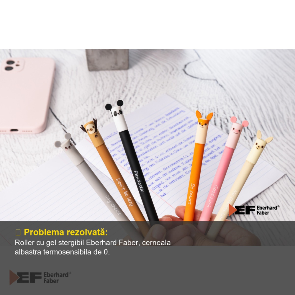 ROLLER 0.7 MM ALBASTRU ERASABLE LENES EBERHARD FABER [4]