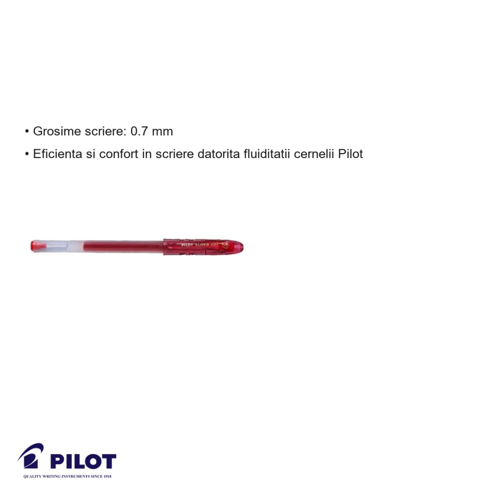 Roller cu gel rosu Pilot Super Gel 0.7 mm, scriere fluida si confortabila, pentru birou si scoala [3]