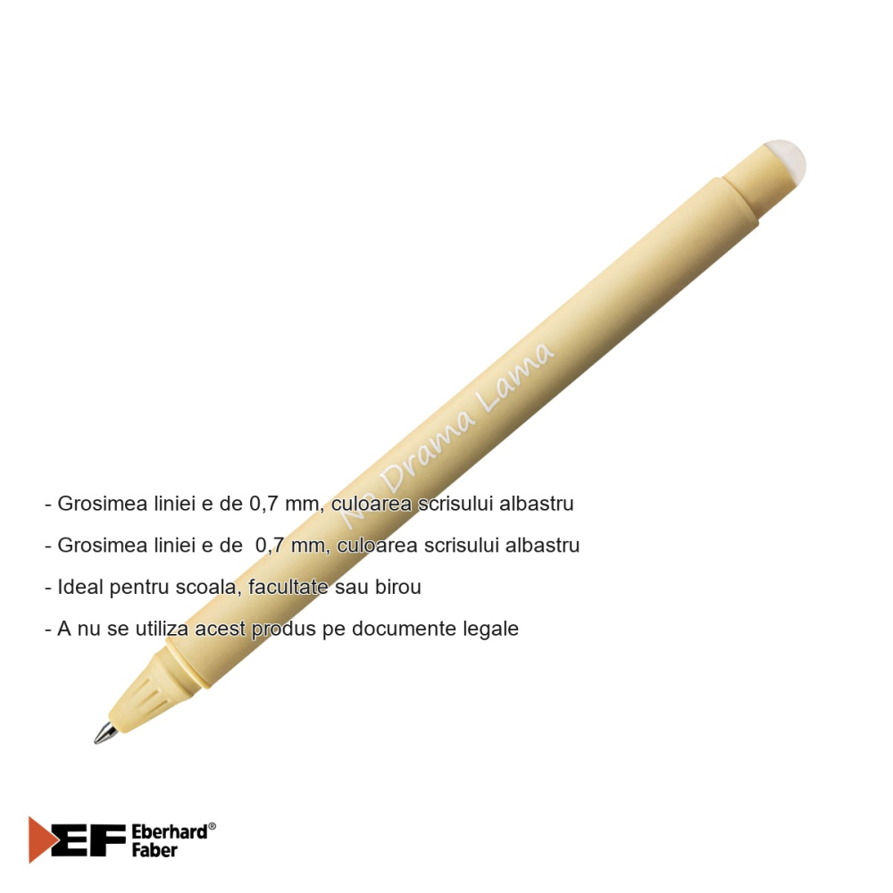 Roller cu gel stergibil Eberhard Faber Animal Erase It, motiv lama, cerneala albastra 0.7 mm, pentru scoala si birou [2]