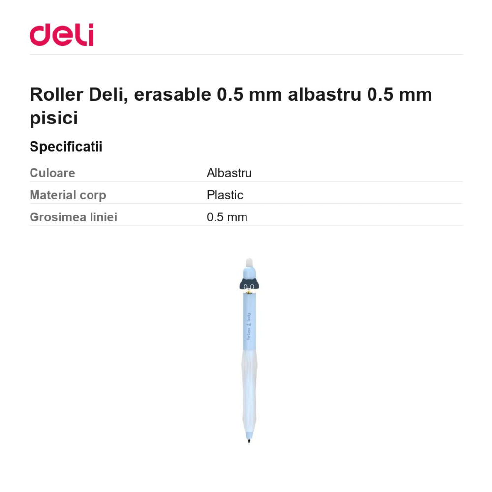 Roller Deli, erasable 0.5 mm albastru 0.5 mm pisici [3]