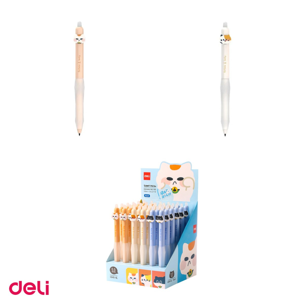 Roller Deli, erasable 0.5 mm albastru 0.5 mm pisici [4]