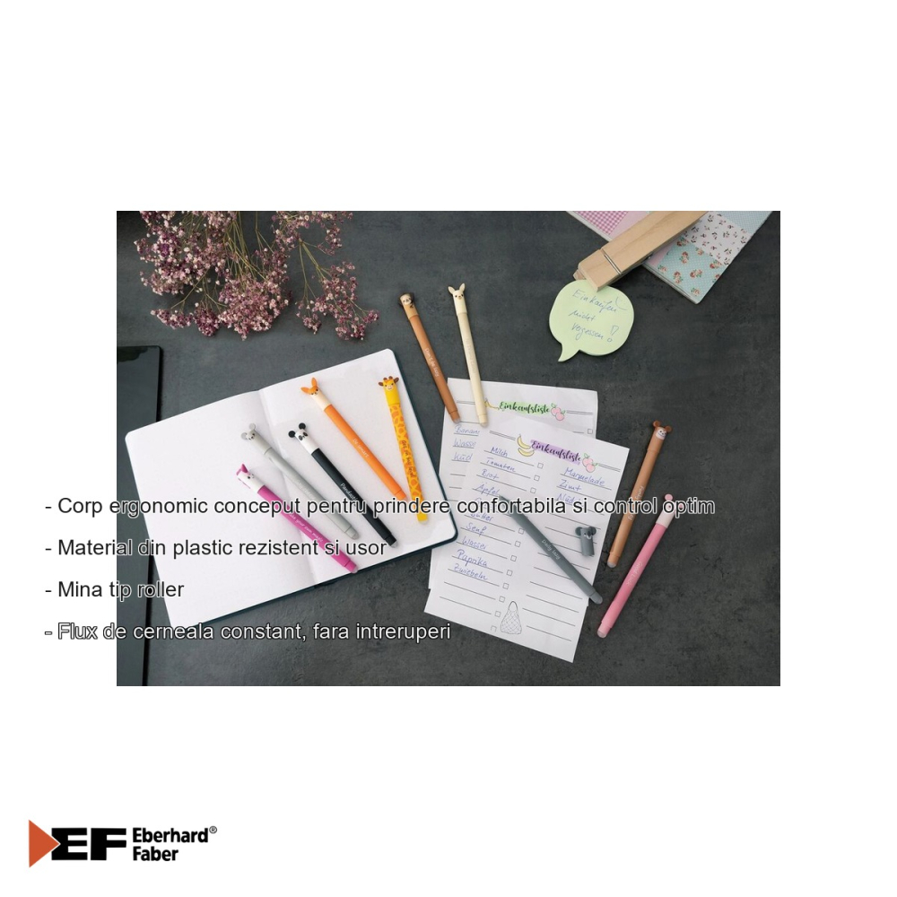 Roller erasable 0.7 mm albastru Eberhard Faber, cerneala termosensibila, model maimuta, pentru scoala [2]