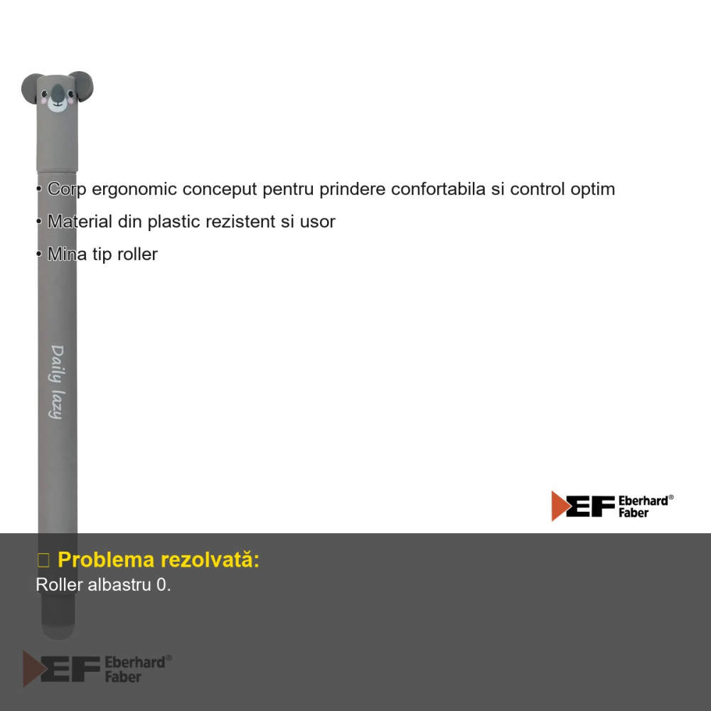 Roller erasable 0.7 mm albastru Eberhard Faber Koala, cerneala termosensibila, pentru scoala [3]