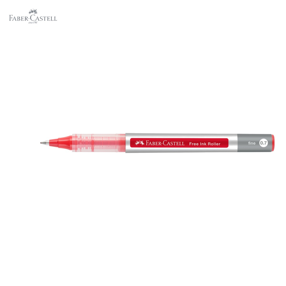 Roller Faber-Castell Free Ink, varf conic 0.7mm, cerneala rosie, scriere fina pentru birou si scoala [5]