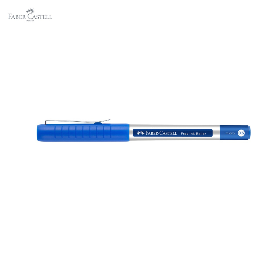 Roller Free Ink Faber-Castell, varf conic 0.5mm, linie extra fina 0.2mm, albastru, pentru scris profesional [5]