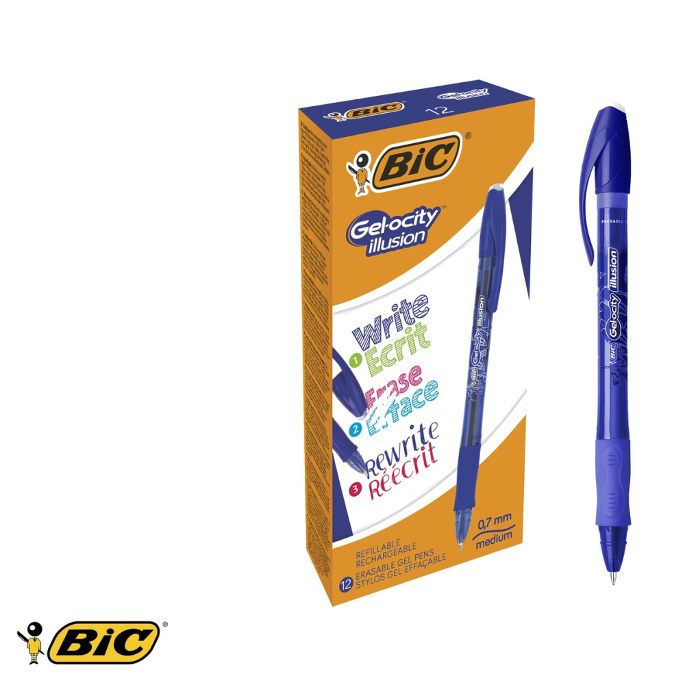 Roller gel erasable Bic Gel-ocity Illusion 0.7mm, cerneala termosensibila albastra, reincarcabil [5]