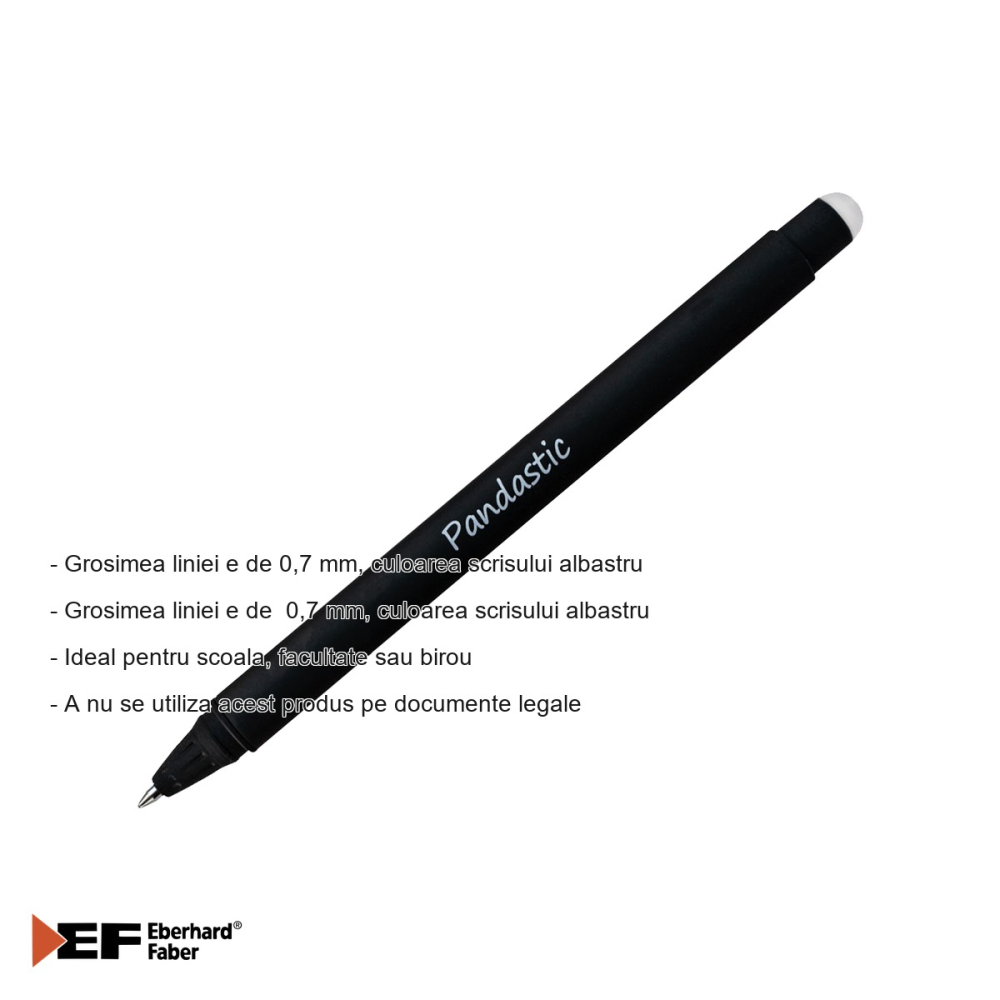 Roller gel erasable Eberhard Faber Animal Erase It motiv panda, cerneala termosensibila albastra 0.7 mm, pentru scoala si birou [2]