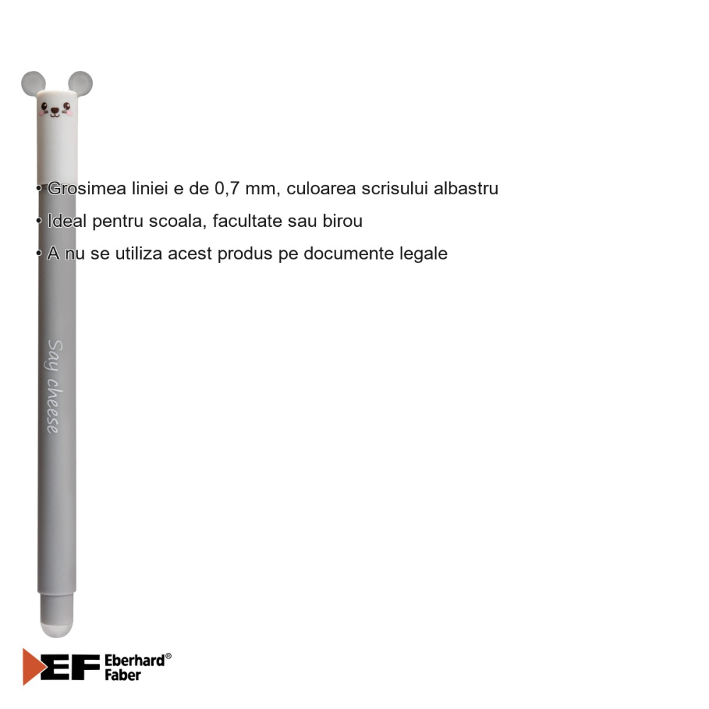 Roller gel erasable Eberhard Faber Animal Erase It motiv soricel, cerneala termosensibila albastra 0.7 mm, pentru scoala si birou [3]